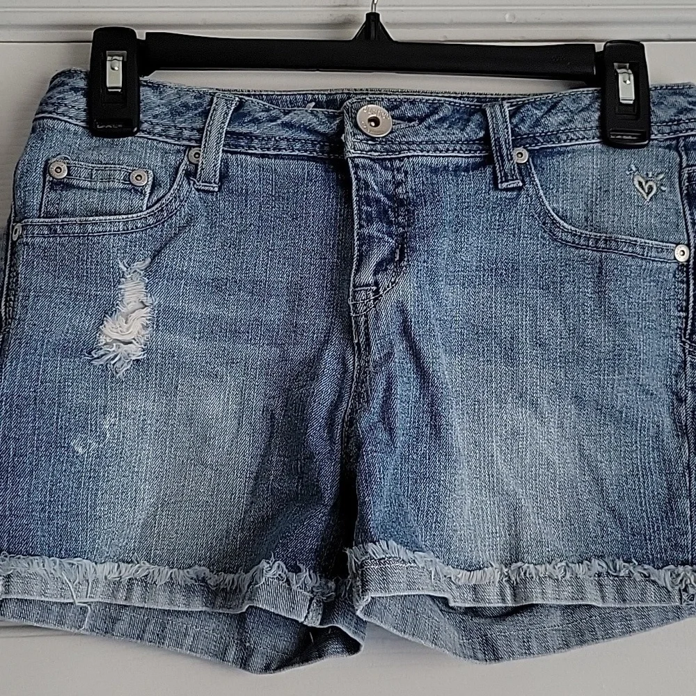 Justice Girl's Simply Low Cuffed Distressed Denim Shorts